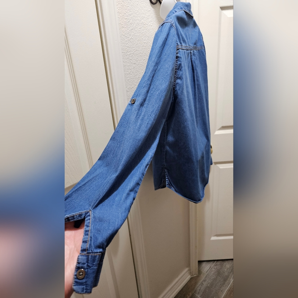 Fashion Web Casual Denim Long Sleeve Shirt With Rollup Tabs Size XL EUC - Picture 11 of 16